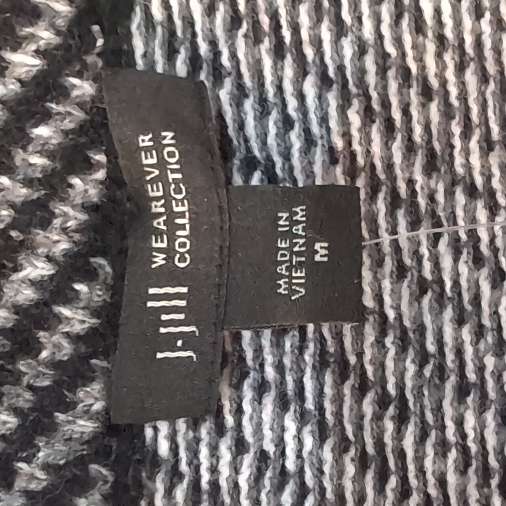 J Jill Herringbone Sweater W/Fringe Black M New - Picture 4 of 13